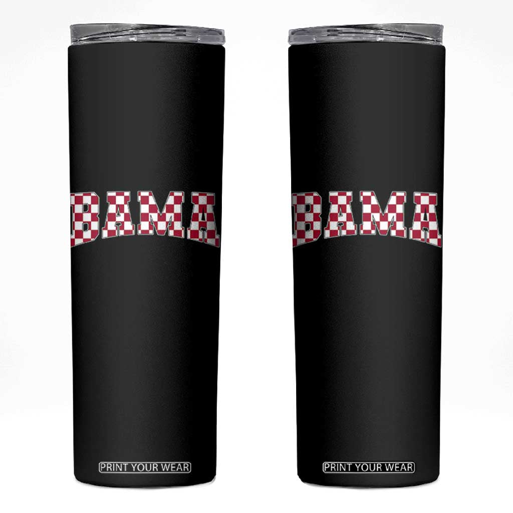 Vintage Bama Skinny Tumbler Retro Checkered Varsity Alabama Lover AL State TS10 Black Print Your Wear
