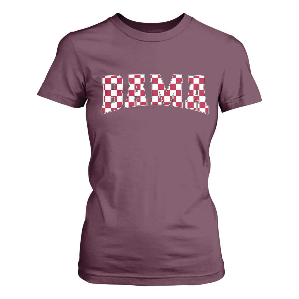 Vintage Bama T Shirt For Women Retro Checkered Varsity Alabama Lover AL State TS10 Maroon Print Your Wear