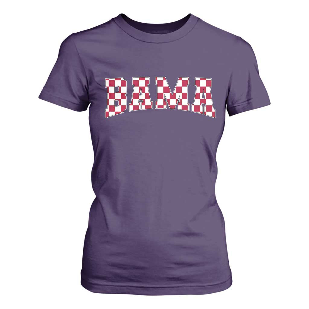 Vintage Bama T Shirt For Women Retro Checkered Varsity Alabama Lover AL State TS10 Purple Print Your Wear
