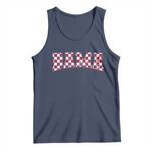 Vintage Bama Tank Top Retro Checkered Varsity Alabama Lover AL State TS10 Navy Print Your Wear