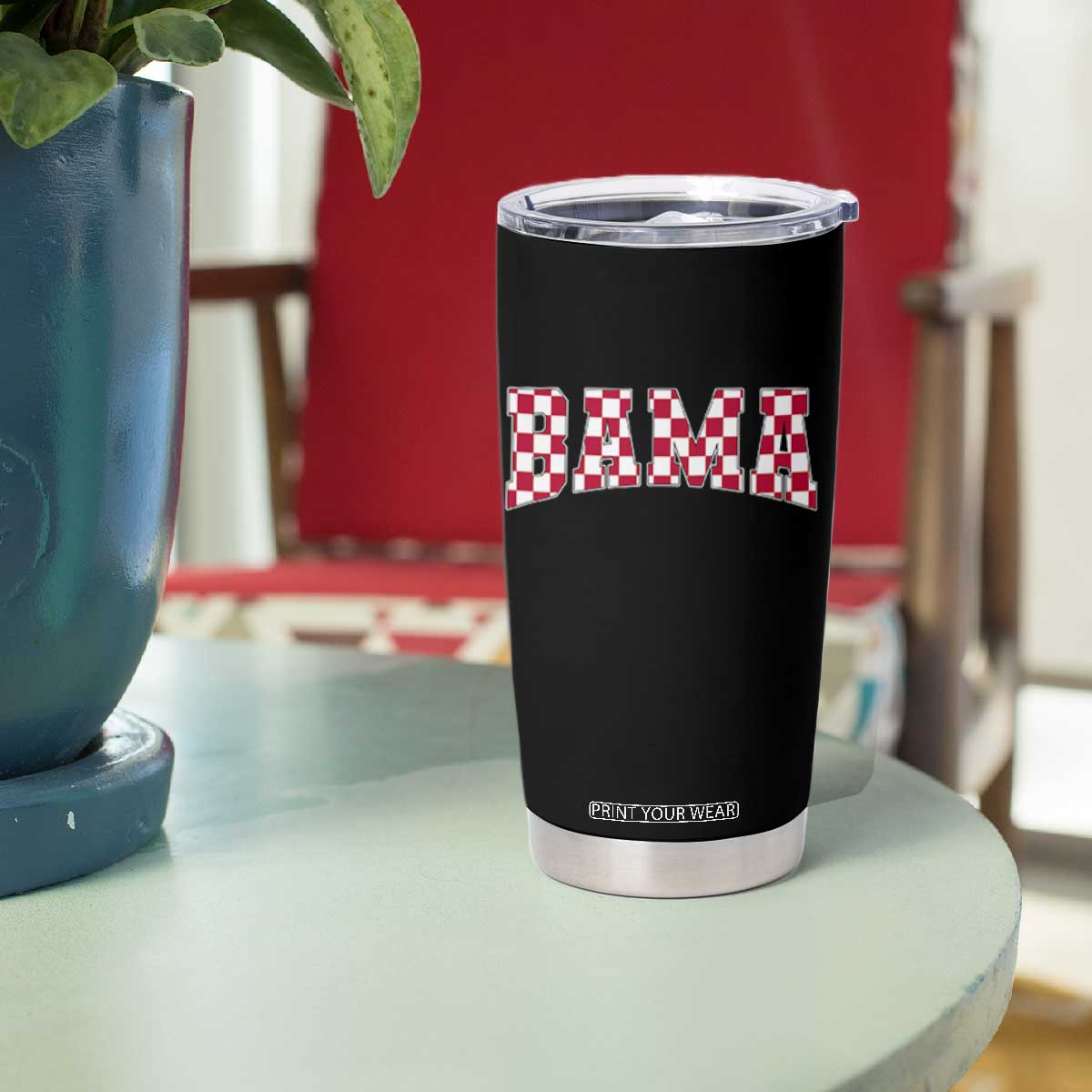 Vintage Bama Tumbler Cup Retro Checkered Varsity Alabama Lover AL State TS10 Print Your Wear