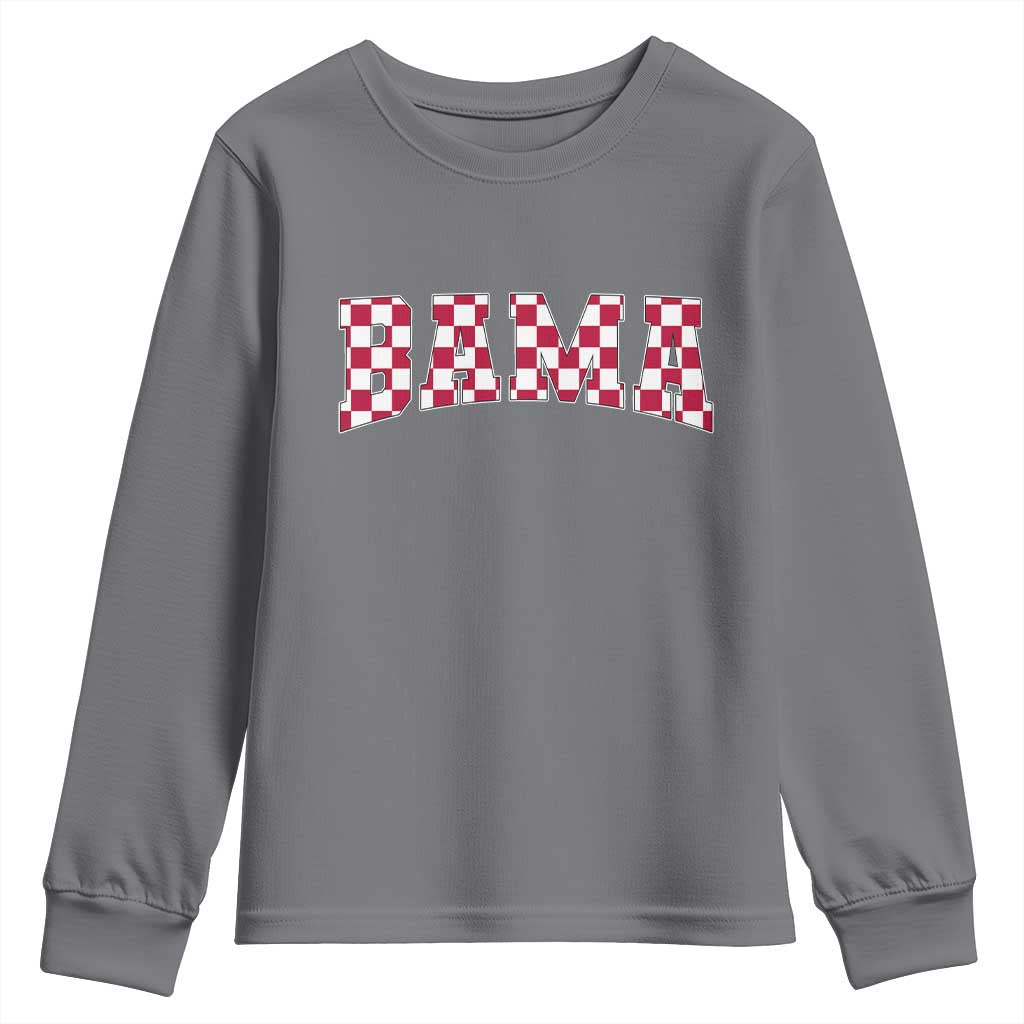 Vintage Bama Youth Sweatshirt Retro Checkered Varsity Alabama Lover AL State TS10 Charcoal Print Your Wear