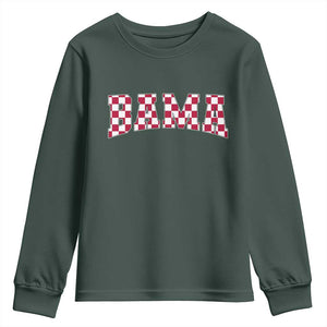 Vintage Bama Youth Sweatshirt Retro Checkered Varsity Alabama Lover AL State TS10 Dark Forest Green Print Your Wear