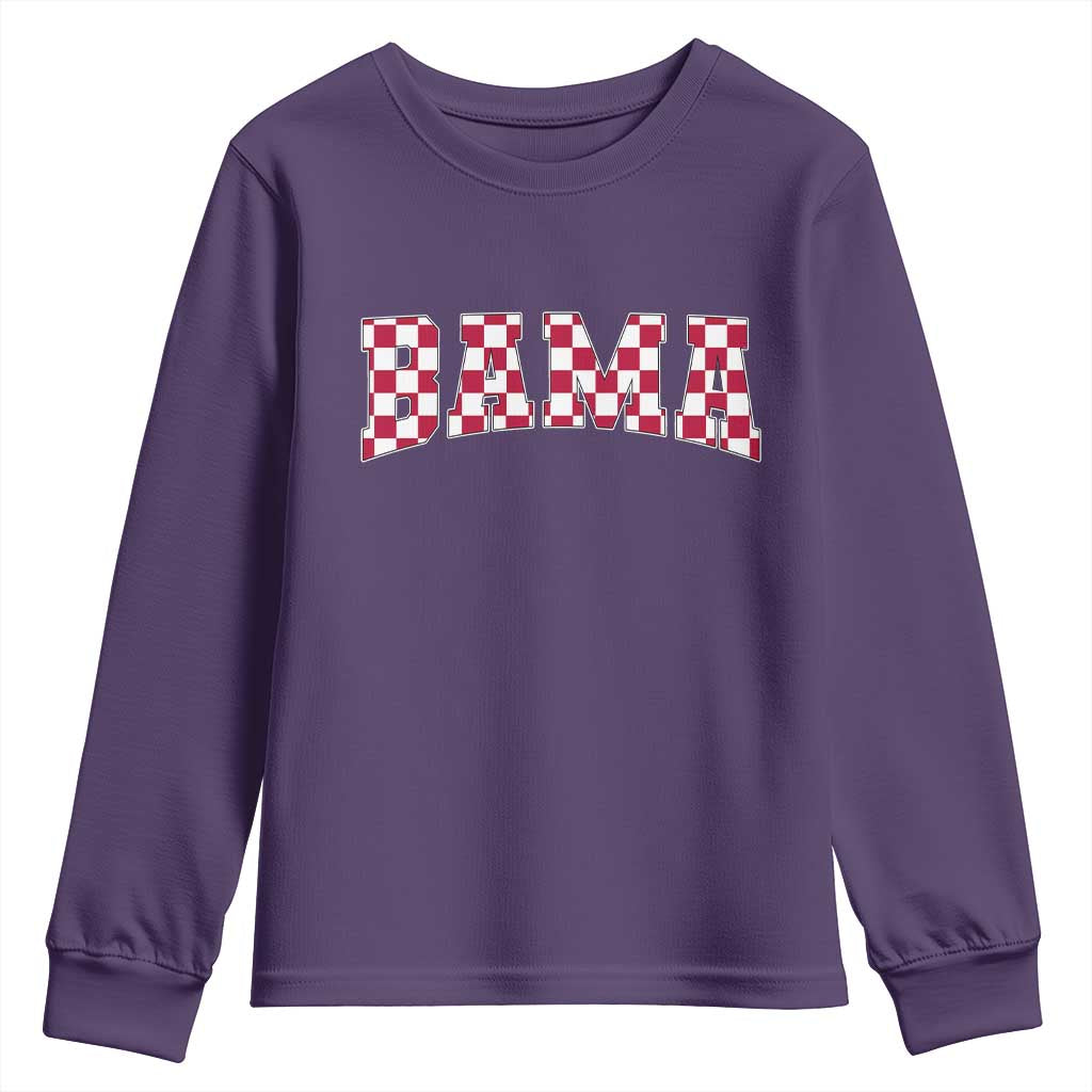 Vintage Bama Youth Sweatshirt Retro Checkered Varsity Alabama Lover AL State TS10 Purple Print Your Wear