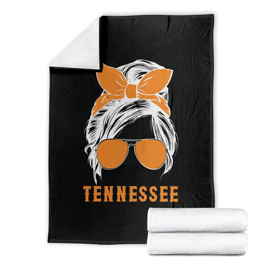 Tennessee Fan Throw Blanket Volunteers College Football Lover Game Day Messy Bun TS10 Black Print Your Wear