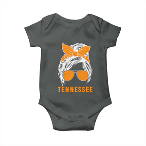 Tennessee Fan Baby Onesie Volunteers College Football Lover Game Day Messy Bun TS10 Dark Heather Print Your Wear