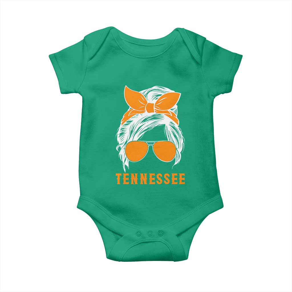 Tennessee Fan Baby Onesie Volunteers College Football Lover Game Day Messy Bun TS10 Irish Green Print Your Wear