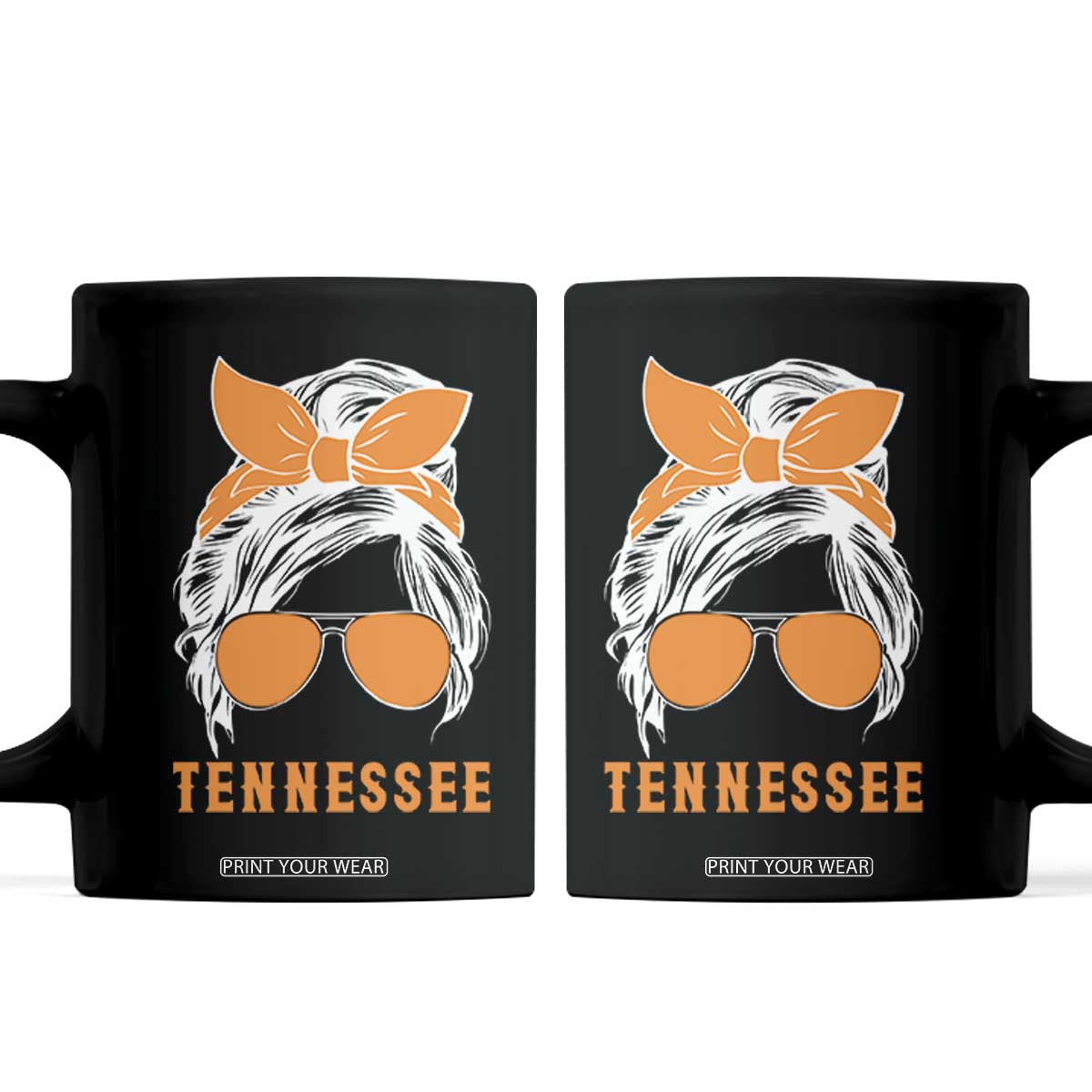 Tennessee Fan Coffee Mug Volunteers College Football Lover Game Day Messy Bun TS10 Black Print Your Wear