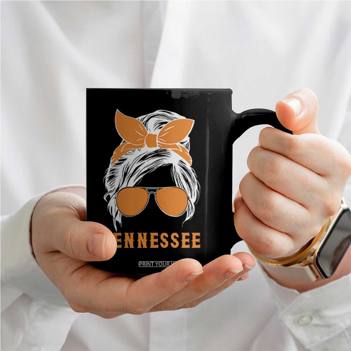 Tennessee Fan Coffee Mug Volunteers College Football Lover Game Day Messy Bun TS10 Print Your Wear