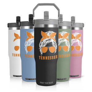 Tennessee Fan Flip Straw Tumbler Volunteers College Football Lover Game Day Messy Bun TS10 Print Your Wear