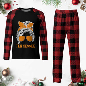 Tennessee Fan Plaid Pajama Set Volunteers College Football Lover Game Day Messy Bun TS10 Buffalo Plaid Print Your Wear