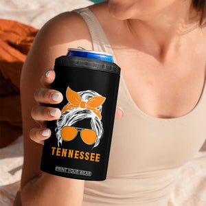 Tennessee Fan 4 in 1 Can Cooler Tumbler Volunteers College Football Lover Game Day Messy Bun TS10 Print Your Wear
