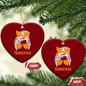 Tennessee Fan Ceramic Ornament Volunteers College Football Lover Game Day Messy Bun TS10 Print Your Wear