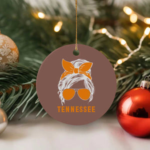 Tennessee Fan Ceramic Ornament Volunteers College Football Lover Game Day Messy Bun TS10 1pc Mocha Print Your Wear