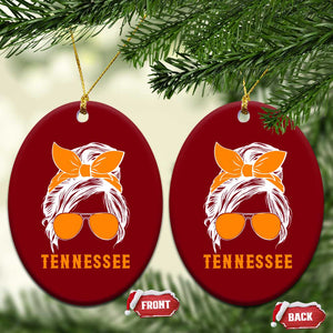 Tennessee Fan Ceramic Ornament Volunteers College Football Lover Game Day Messy Bun TS10 Print Your Wear