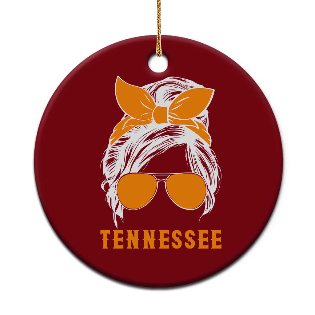 Tennessee Fan Ceramic Ornament Volunteers College Football Lover Game Day Messy Bun TS10 1pc Red Print Your Wear