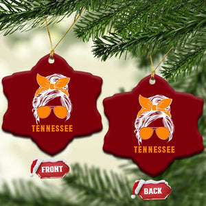 Tennessee Fan Ceramic Ornament Volunteers College Football Lover Game Day Messy Bun TS10 Print Your Wear