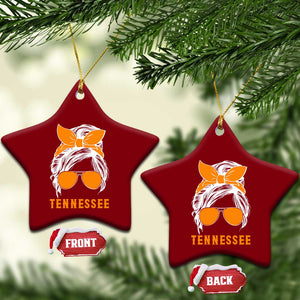 Tennessee Fan Ceramic Ornament Volunteers College Football Lover Game Day Messy Bun TS10 Print Your Wear