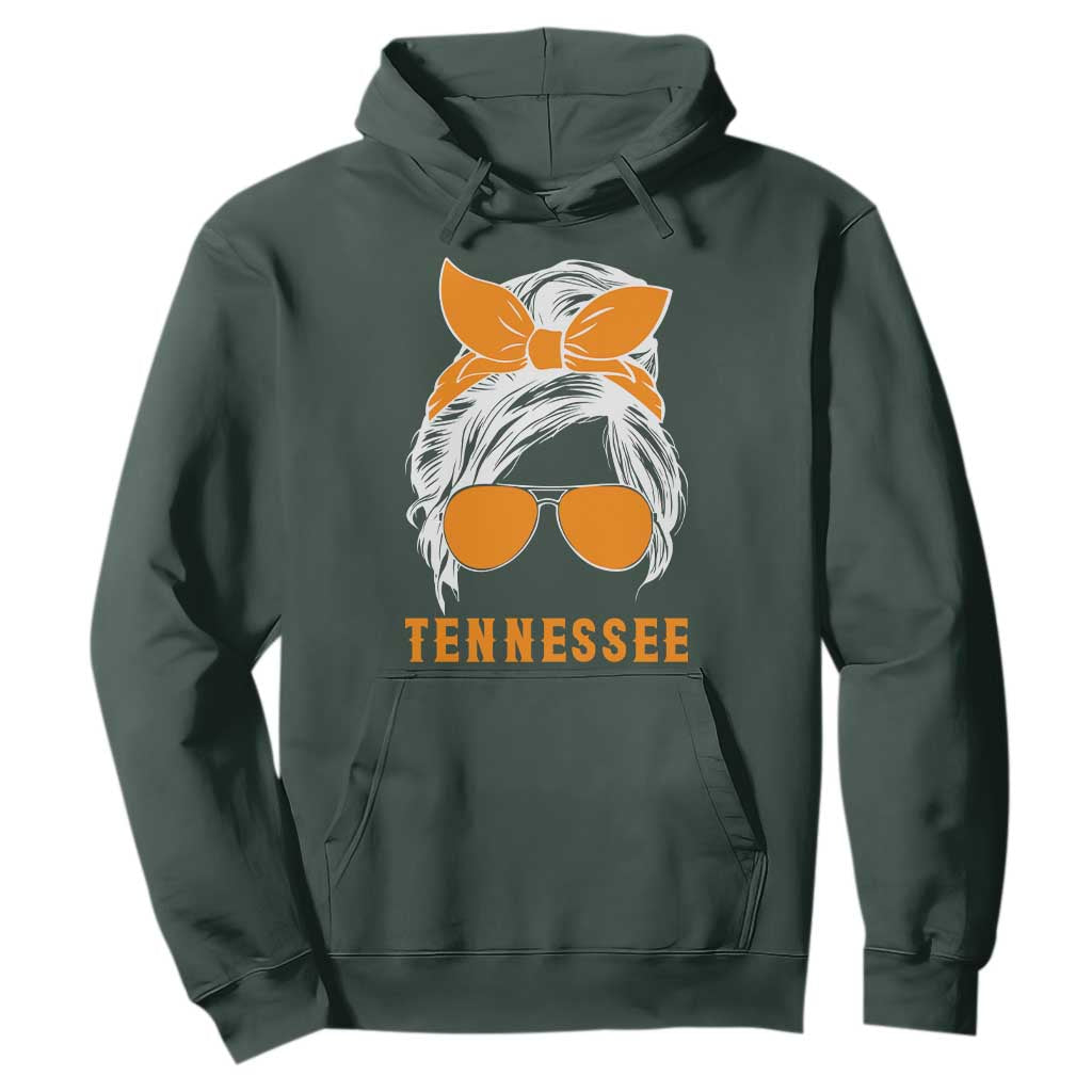 Tennessee Fan Hoodie Volunteers College Football Lover Game Day Messy Bun TS10 Dark Forest Green Print Your Wear