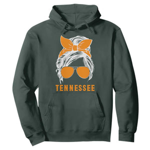 Tennessee Fan Hoodie Volunteers College Football Lover Game Day Messy Bun TS10 Dark Forest Green Print Your Wear