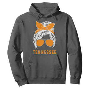Tennessee Fan Hoodie Volunteers College Football Lover Game Day Messy Bun TS10 Dark Heather Print Your Wear