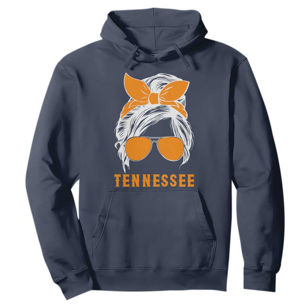 Tennessee Fan Hoodie Volunteers College Football Lover Game Day Messy Bun TS10 Navy Print Your Wear