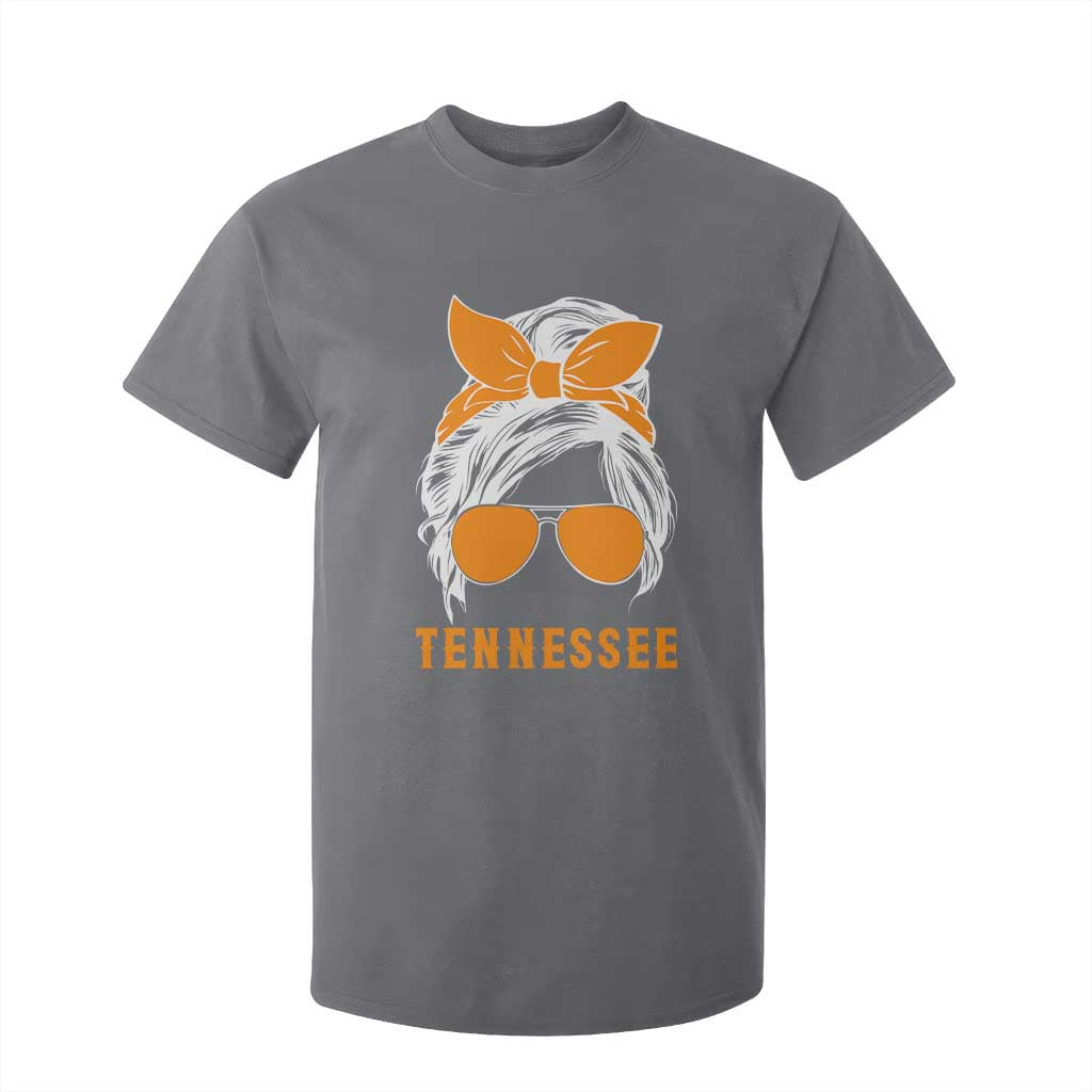 Tennessee Fan T Shirt For Kid Volunteers College Football Lover Game Day Messy Bun TS10 Charcoal Print Your Wear