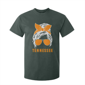Tennessee Fan T Shirt For Kid Volunteers College Football Lover Game Day Messy Bun TS10 Dark Forest Green Print Your Wear