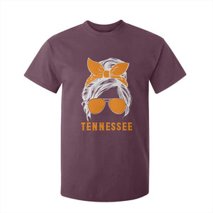 Tennessee Fan T Shirt For Kid Volunteers College Football Lover Game Day Messy Bun TS10 Maroon Print Your Wear