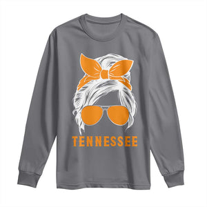 Tennessee Fan Long Sleeve Shirt Volunteers College Football Lover Game Day Messy Bun TS10 Charcoal Print Your Wear