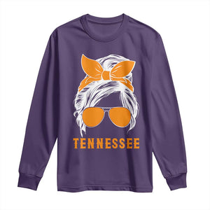 Tennessee Fan Long Sleeve Shirt Volunteers College Football Lover Game Day Messy Bun TS10 Purple Print Your Wear