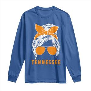 Tennessee Fan Long Sleeve Shirt Volunteers College Football Lover Game Day Messy Bun TS10 Royal Blue Print Your Wear