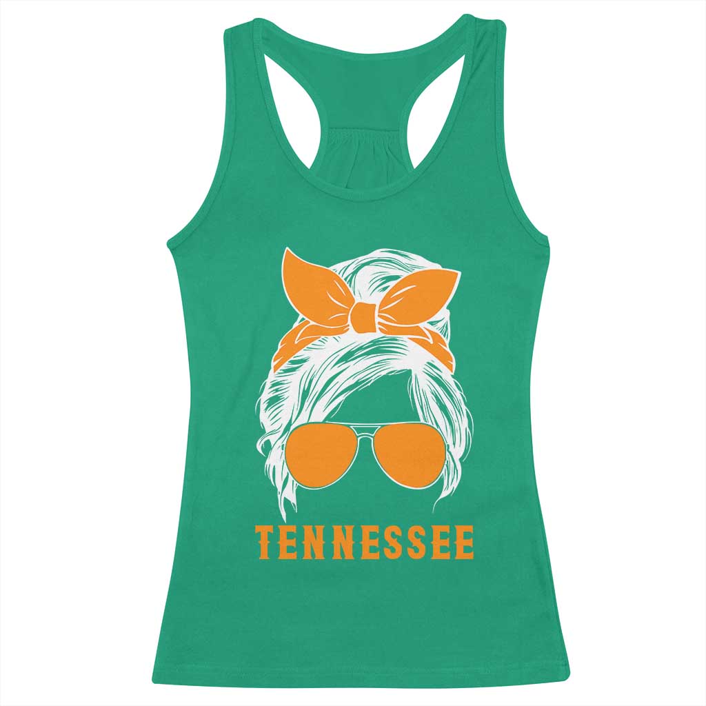 Tennessee Fan Racerback Tank Top Volunteers College Football Lover Game Day Messy Bun TS10 Irish Green Print Your Wear