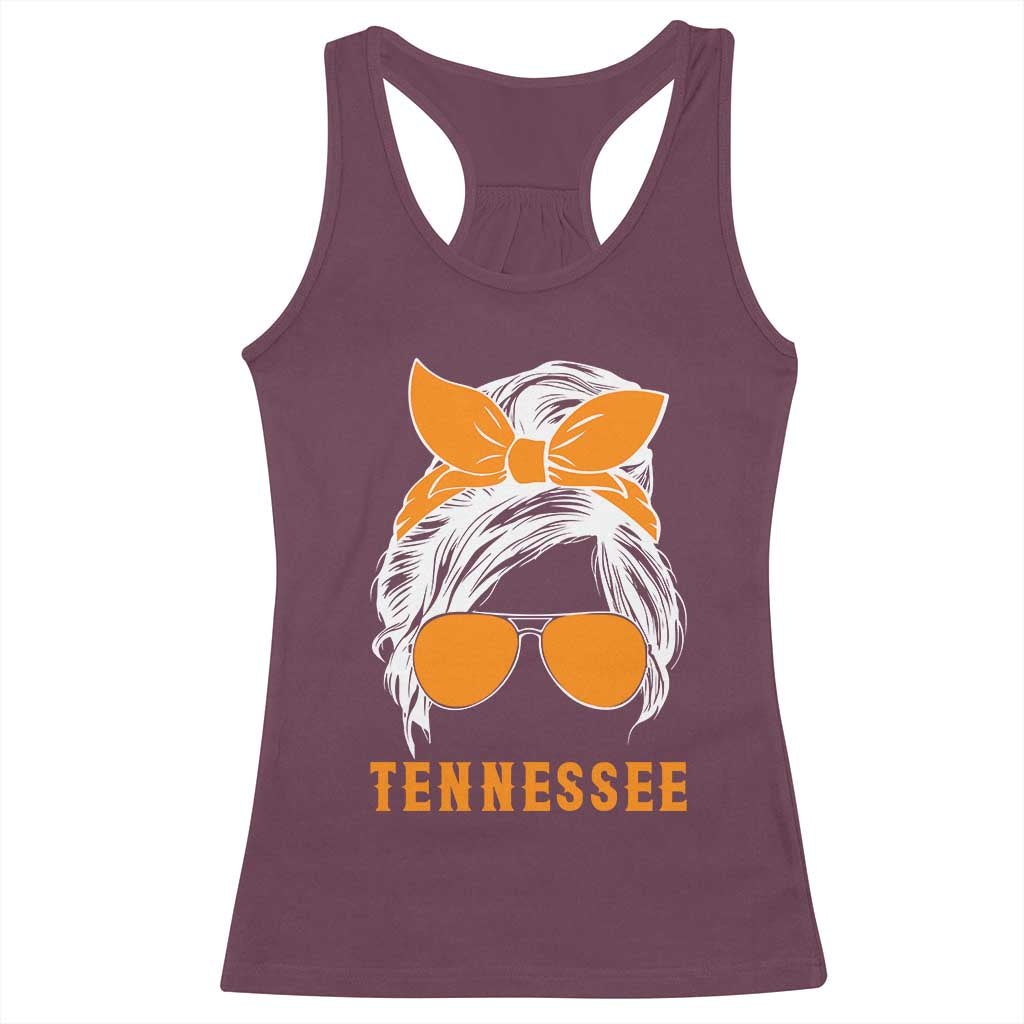 Tennessee Fan Racerback Tank Top Volunteers College Football Lover Game Day Messy Bun TS10 Maroon Print Your Wear