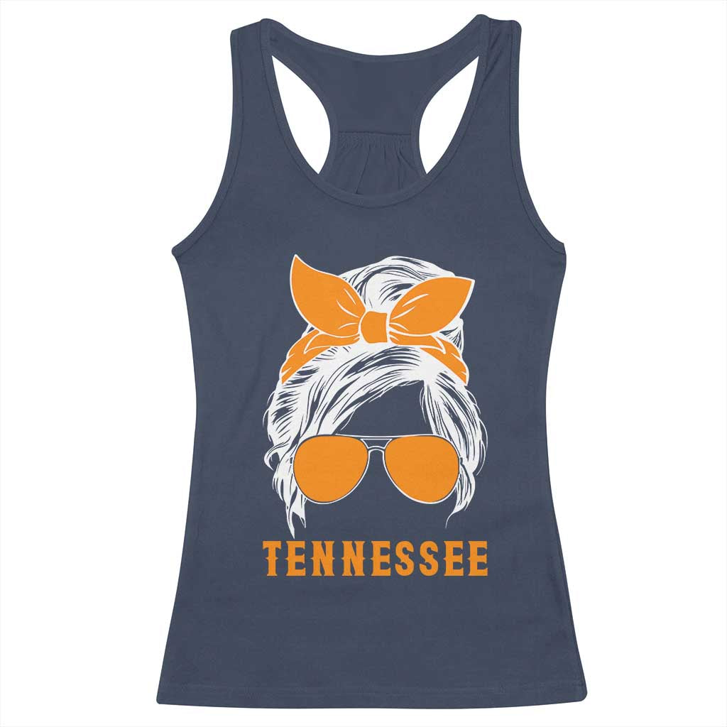 Tennessee Fan Racerback Tank Top Volunteers College Football Lover Game Day Messy Bun TS10 Navy Print Your Wear