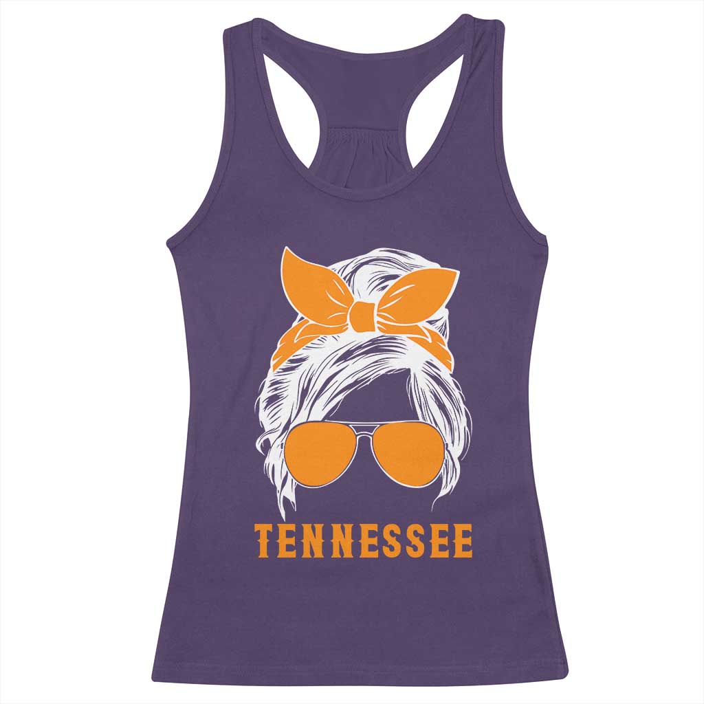 Tennessee Fan Racerback Tank Top Volunteers College Football Lover Game Day Messy Bun TS10 Purple Print Your Wear