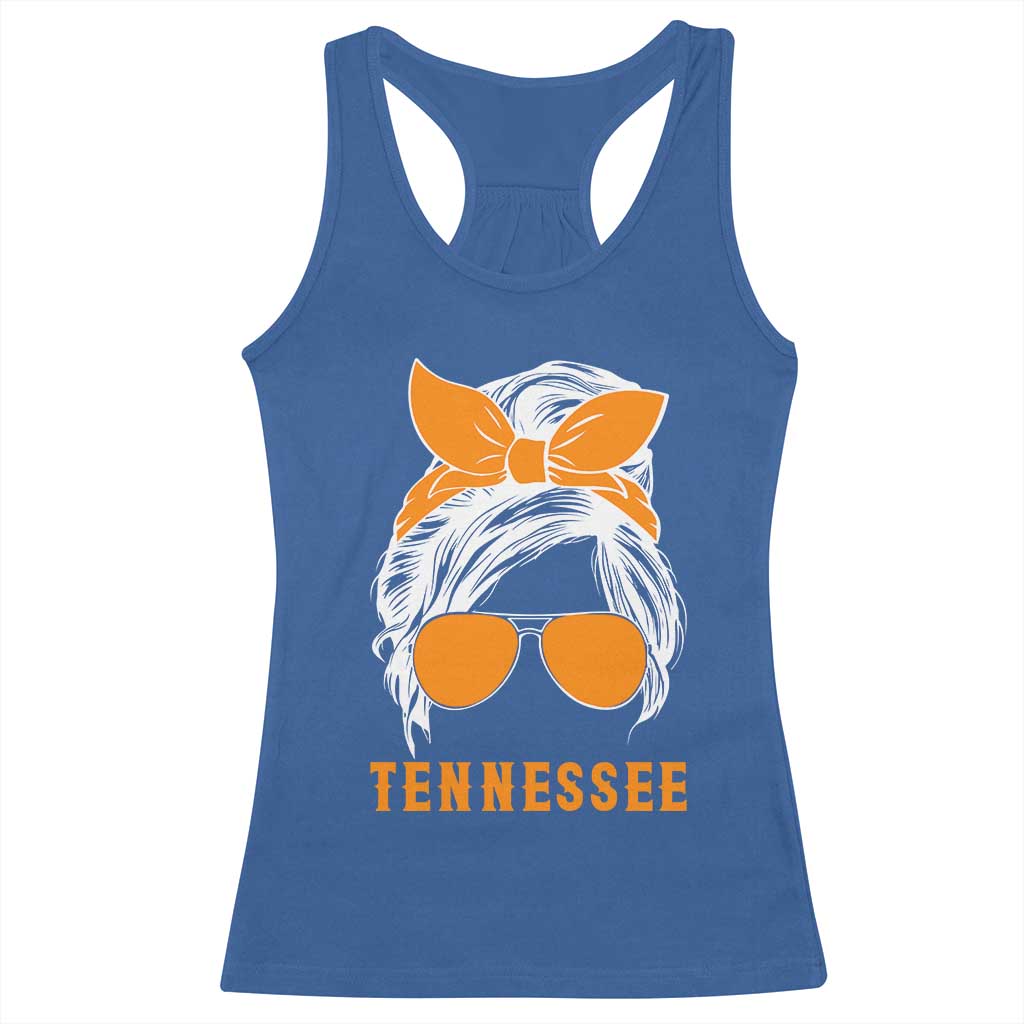 Tennessee Fan Racerback Tank Top Volunteers College Football Lover Game Day Messy Bun TS10 Royal Blue Print Your Wear