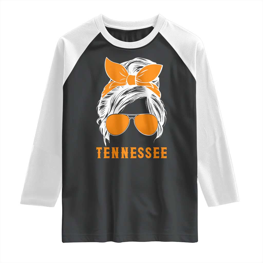 Tennessee Fan Raglan Shirt Volunteers College Football Lover Game Day Messy Bun TS10 Black White Print Your Wear