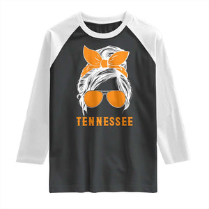 Tennessee Fan Raglan Shirt Volunteers College Football Lover Game Day Messy Bun TS10 Black White Print Your Wear