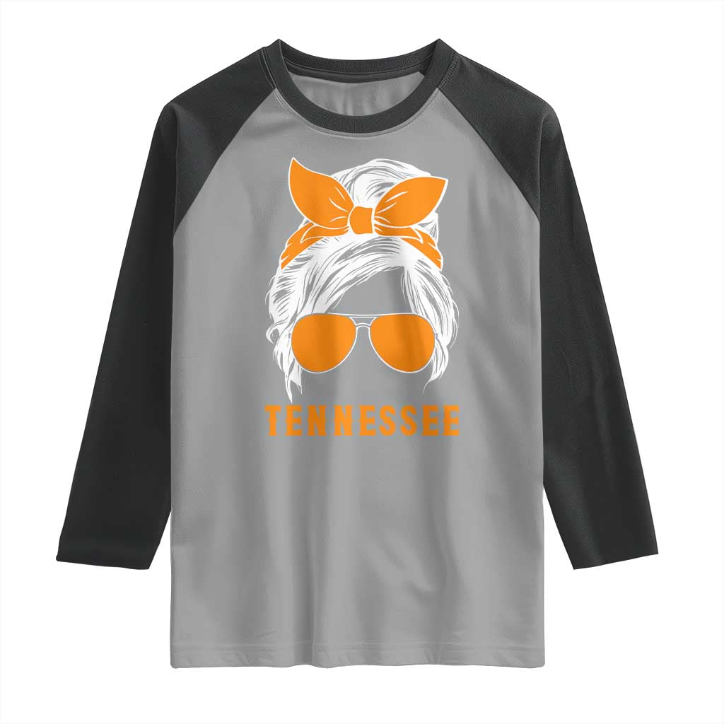 Tennessee Fan Raglan Shirt Volunteers College Football Lover Game Day Messy Bun TS10 Sport Gray Black Print Your Wear