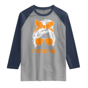 Tennessee Fan Raglan Shirt Volunteers College Football Lover Game Day Messy Bun TS10 Sport Gray Navy Print Your Wear