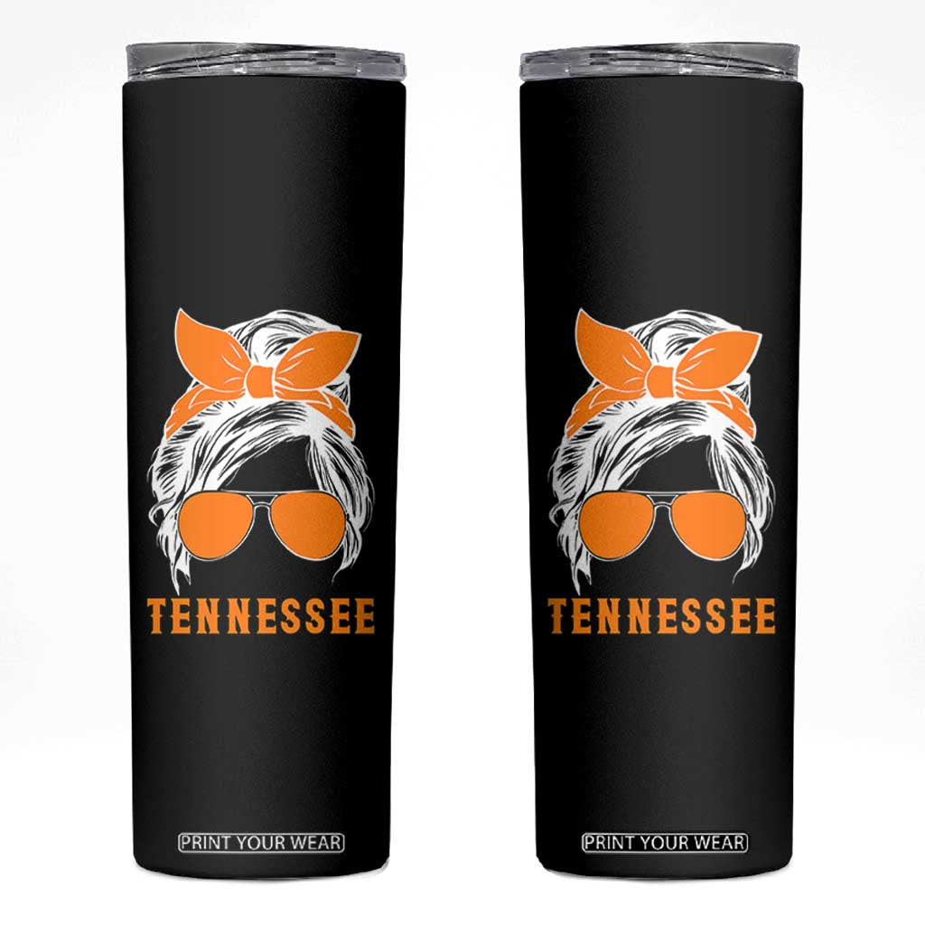 Tennessee Fan Skinny Tumbler Volunteers College Football Lover Game Day Messy Bun TS10 Black Print Your Wear