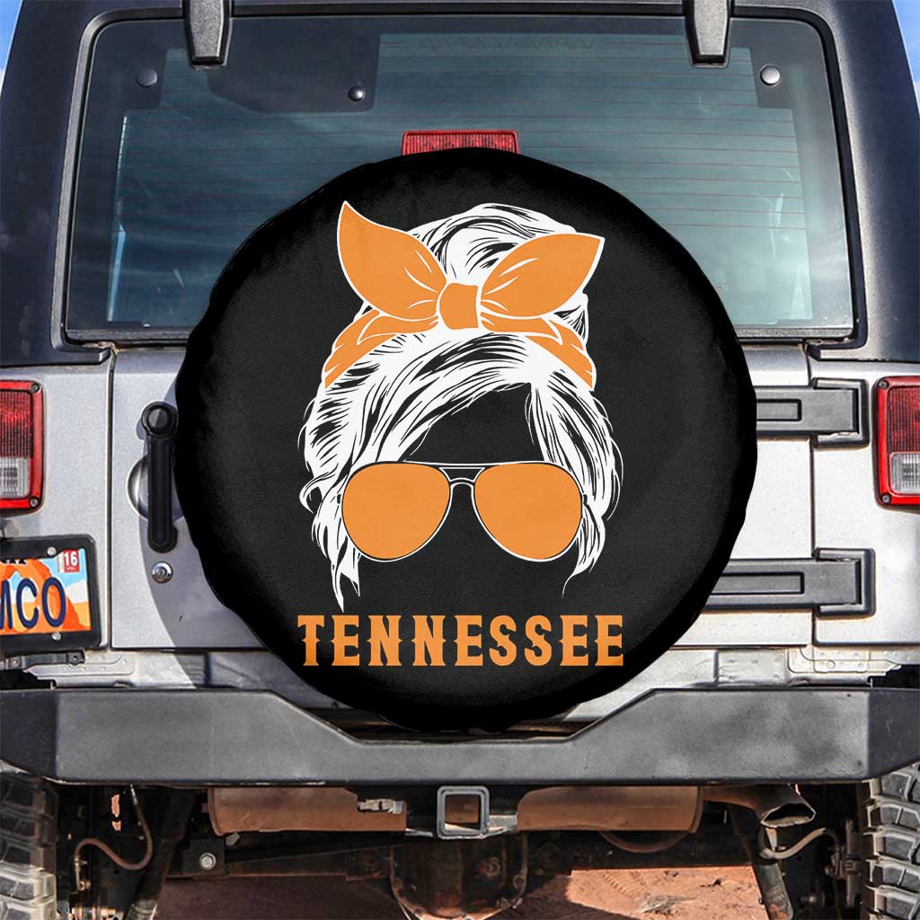 Tennessee Fan Spare Tire Cover Volunteers College Football Lover Game Day Messy Bun TS10 No hole Black Print Your Wear