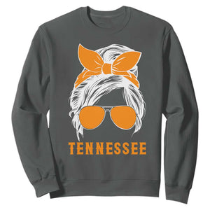 Tennessee Fan Sweatshirt Volunteers College Football Lover Game Day Messy Bun TS10 Dark Heather Print Your Wear