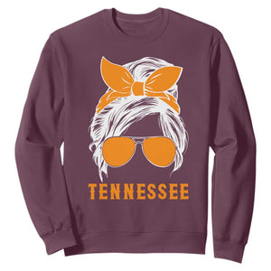 Tennessee Fan Sweatshirt Volunteers College Football Lover Game Day Messy Bun TS10 Maroon Print Your Wear