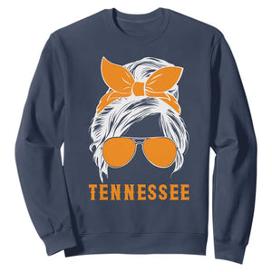 Tennessee Fan Sweatshirt Volunteers College Football Lover Game Day Messy Bun TS10 Navy Print Your Wear