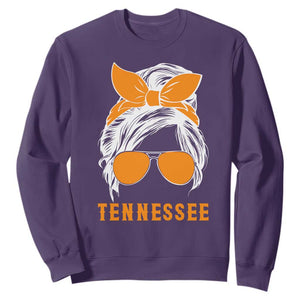 Tennessee Fan Sweatshirt Volunteers College Football Lover Game Day Messy Bun TS10 Purple Print Your Wear