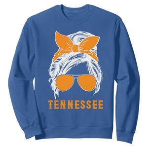 Tennessee Fan Sweatshirt Volunteers College Football Lover Game Day Messy Bun TS10 Royal Blue Print Your Wear