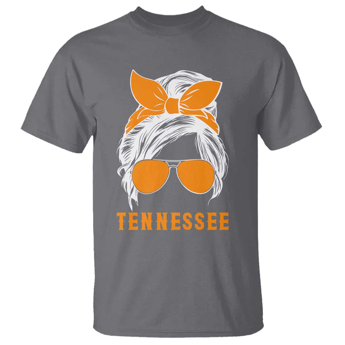 Tennessee Fan T Shirt Volunteers College Football Lover Game Day Messy Bun TS10 Charcoal Print Your Wear