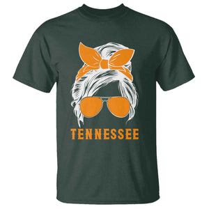 Tennessee Fan T Shirt Volunteers College Football Lover Game Day Messy Bun TS10 Dark Forest Green Print Your Wear